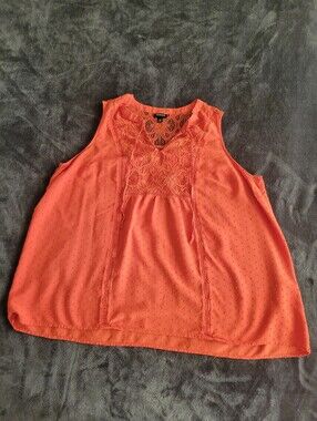 Torrid Orange Texture And Lace Tank Top Size 2X